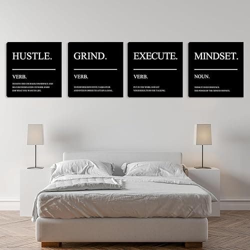 Motivational Wall Decor Posters Inspirational Canvas Wall Art Quotes Motivational Office Wall Decor Print Pictures for Living Room Bedroom Posters Framed Artwork Home Decor Decorations 12"x12"x4pcs thumbnail 6