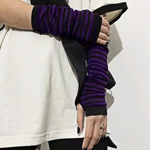 VTTDB Arm covers cute women kawaii japanese harajuku Goth Half Finger Knitted Arm Warmer Y2K Gloves Arm Sleeve for girl thumbnail 7