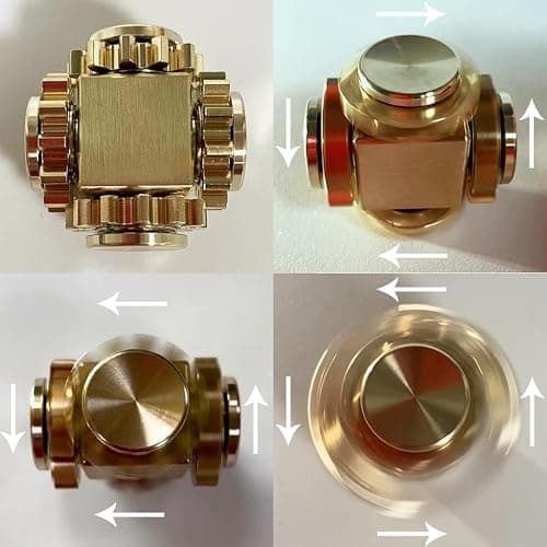 Bitopbi Pure Brass Fidget Cube Fidget Spinner Gears Linkage Fidget Toy Hand Spinner Metal DIY EDC Focus Meditation Break Bad Habits ADHD (Brass) thumbnail 6
