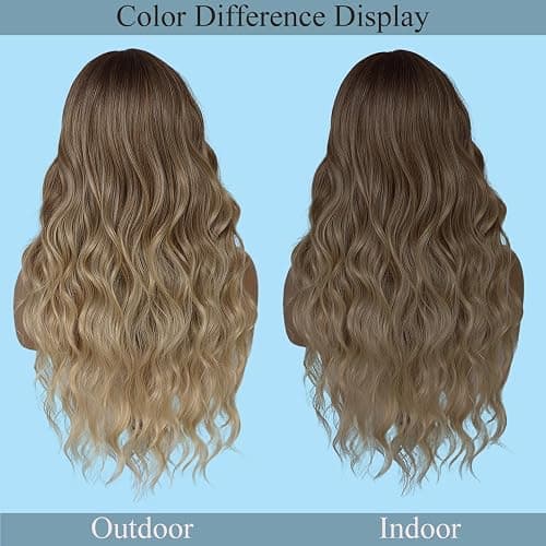 HMHIFI Blonde Wig for Women,26 Inch Long Wavy Curly Middle Part Hair | Soft face-framing layered waves,Tangle resistant,Easy-style,Adjustable,Daily wear,party,photo,Halloween costume thumbnail 7
