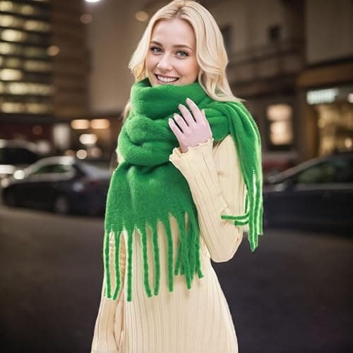 Wendyfull Winter Scarf for Women Big Chunky Scarf Solid Warm Soft Oversized Thick Blanket Scarves Shawl Cashmere Feel thumbnail 2