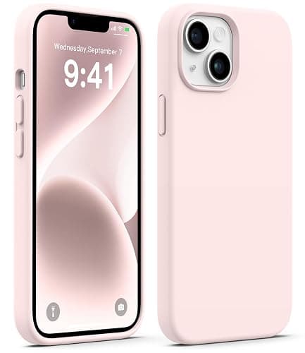 AOTESIER Compatible with iPhone 14 Case, Full Body Food-Grade Silicone Wear-Resistant, Anti-Drop Protection with Soft Anti-Scratch Microfiber Lining Phone Case for iPhone 14, 6.1 inch, Chalk Pink - Image 1