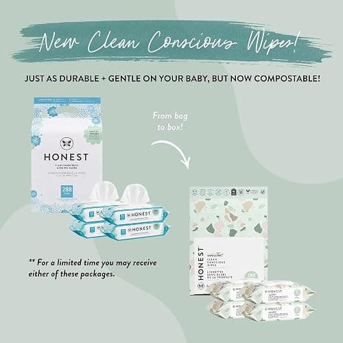 The Honest Company Clean Conscious Multi-Use Wipes Unscented Hypoallergenic Baby for Sensitive Skin 99% Water Plant-Based Compostable Geo Mood 288 Count thumbnail 10