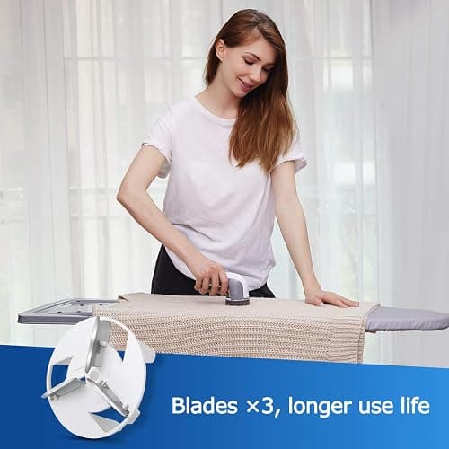 BEAUTURAL Fabric Shaver and Lint Remover, Sweater Defuzzer with 2-Speeds, 2 Replaceable Stainless Steel Blades, Battery Operated, Remove Clothes Fuzz, Lint Balls, Pills, Bobbles Gray thumbnail 4