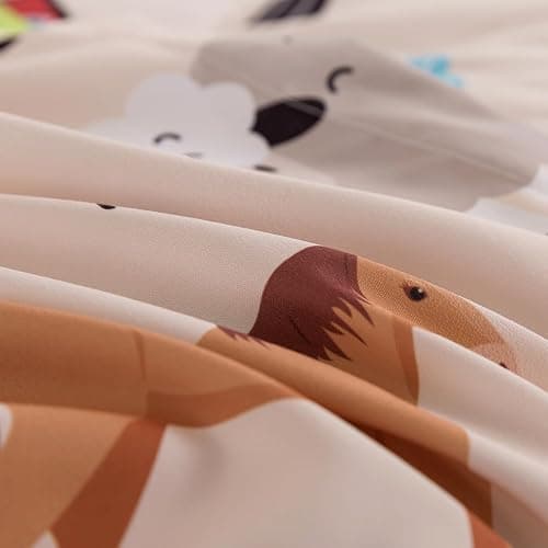 qjmiaofang 4Pcs Girl Zip Up Bedding Twin for Girls Farm Animal Comforter Set Kids All in One Zipper Bedding with Cow Sheets All Season Farmhouse Animal Zippered Bed Set with Fitted Sheet Decor thumbnail 9