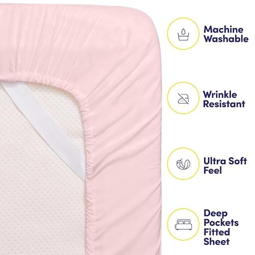 Queen Sheets Pale Pink - 6 Piece 1500 Supreme Collection Fine Brushed Microfiber Deep Pocket Queen Sheet Set Bedding - 2 Extra Pillow Cases, Great Value, Queen, Pale Pink thumbnail 4