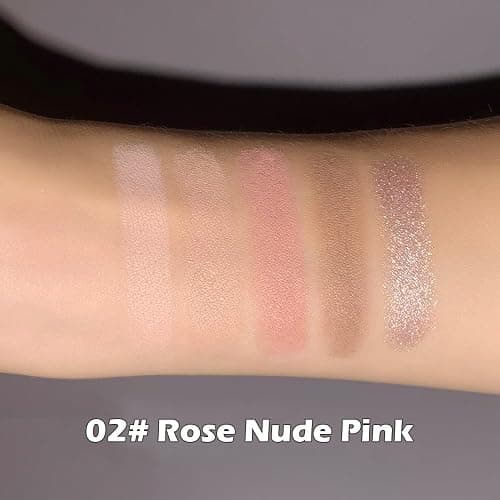 Mivota Rose Nude Eyeshadow Palette, 5 Colors Pink Brown Matte and Rose Gold Shimmer, Soft Glam Neutral Shades with Mauve Tones, Highly Pigmented Long Lasting Blendable for Daily Natural Makeup, 2# thumbnail 3