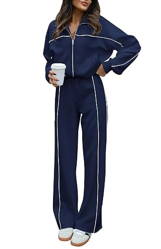 BTFBM Women's Two Piece Tracksuit Fall 2025 Long Sleeve Zip Up Sweatshirt Long Pants Outfits Jogger Sweatsuit Sets - Image 1