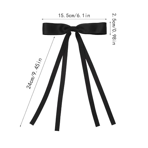 Hair Bows for Women,Ribbon Hair Bows With Long Tail,Hair bow clips Hair Barrettes for Women Accessories (Black, Beige, Pink, Red) thumbnail 2