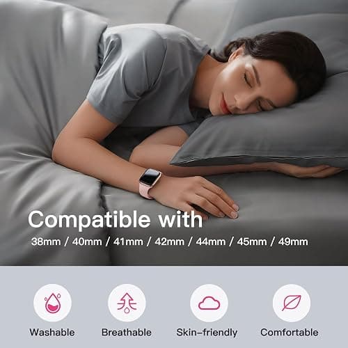 Sport Silicone Band Compatible with Apple Watch Bands 40mm 38mm 41mm 44mm 45mm 42mm 49mm Women Men,Soft Wristband Waterproof Replacement Sport Strap for iWatch Bands Series 9 8 7 6 5 4 3 2 1 SE Ultra thumbnail 4