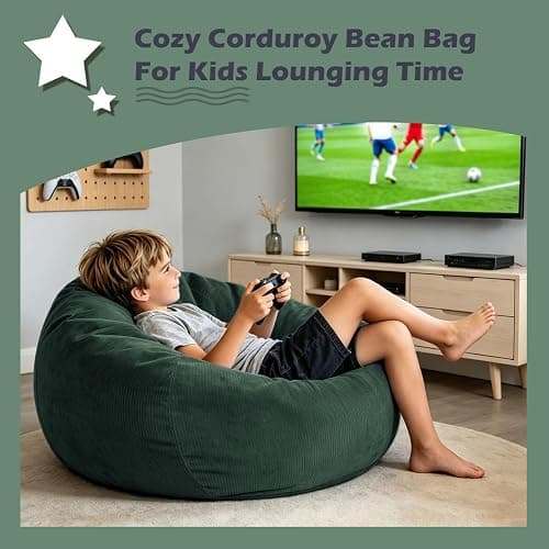 LPMOERA 3FT Memory Foam Filling Bean Bag Chair Green | Skin-Friendly,Hidden Zipper,Home Decor,Floor Sofa,Suitable For Rest & Lounge,Pull-Handle thumbnail 4