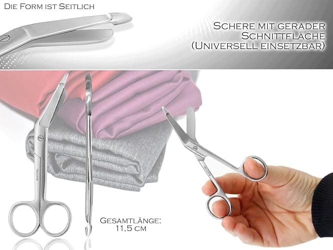 Verbandscheren RIESIGE AUSWAHL 10,5-20 cm aus rostfreiem Spezialstahl (11,5 cm, Schnittfläche: Gerade/Form: Seitlich) - 11.5 cm (1er Pack) - Schnittfläche: Gerade / Form: Seitlich thumbnail 2