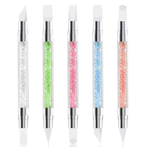 5 Pcs Nail Art Sculpture Pen Dual Tipped Silicone Nail Tools Nail Art Acrylic Pen Silicone Brushes for Resin Nail Art Tools for Design Nail Foil Carving Drawing Effect Shaping Drawing - Image 1