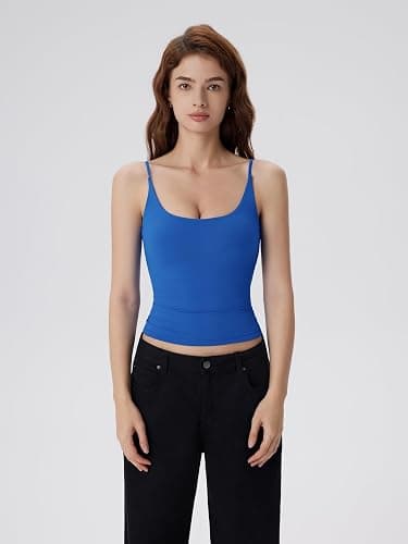 SUUKSESS Women Padded Scoop Neck Tank Tops Double Line Going Out Basic Camisole Top thumbnail 7