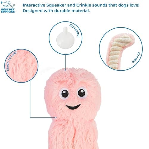 Best Pet Supplies Interactive Squeaky Dog Chew Toy, Ideal Dog Toys for Chewers, Small, Medium & Large Dogs, and Fetch Lovers - Octomutant (Pink), Large thumbnail 3