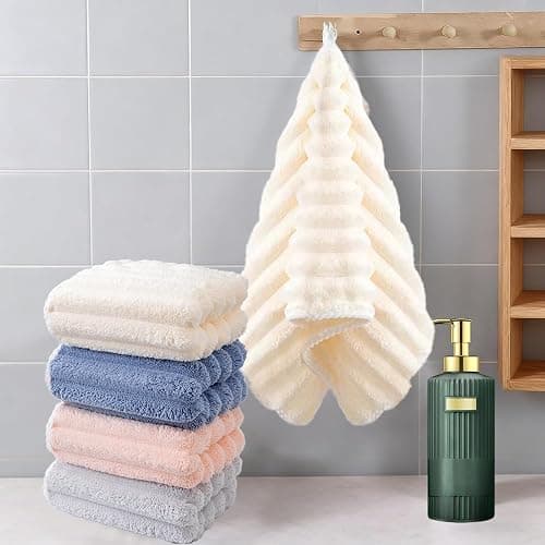 Soft Coral Velvet Hand Towels, Microfiber Washcloths for Bathroom (1 Pack, 12"X24") - Light, Soft & Absorbent, Multipurpose Hand Towels with Hanging Loops, Daily Use & Guest Use, Coral Beige - Image 1