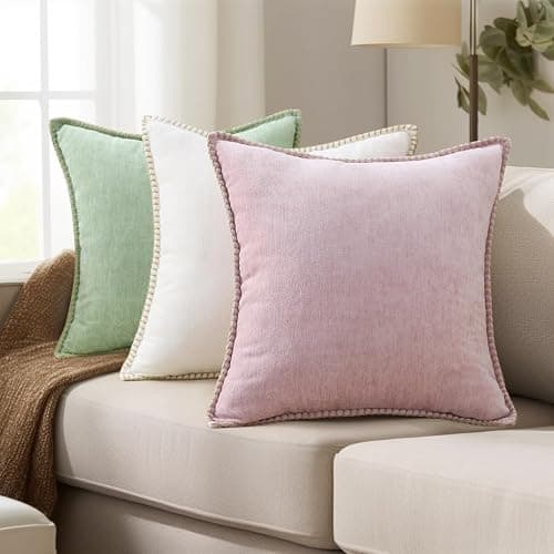 decorUhome Soft Chenille Throw Pillow Covers 12x20 Set of 2 Blush Pink | Fall Textured Decorative Throw Pillow Cases Stitched Edge Modern Farmhouse Luxury Boho Velvet for Couch Sofa Bed Home Decor thumbnail 8