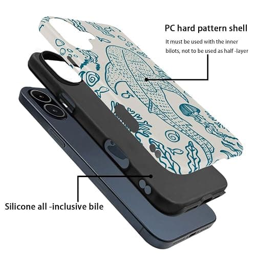 Generic Case for iPhone 15 Pro - [Drop Protection Phone Cover] - Hybrid Case for Girl Women - Shark Whale Coral Reef - Shark Whale Coral Reef - iPhone 15 Pro thumbnail 3