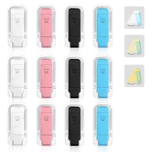 VZZNN 12 Pack Reading Light,Rechargeable Book Light for Reading in Bed,Clip-On Book Lights with 3 Color Temperature,Bulk Gifts for Book Lovers Kids Adults(Multicolor) - Image 1
