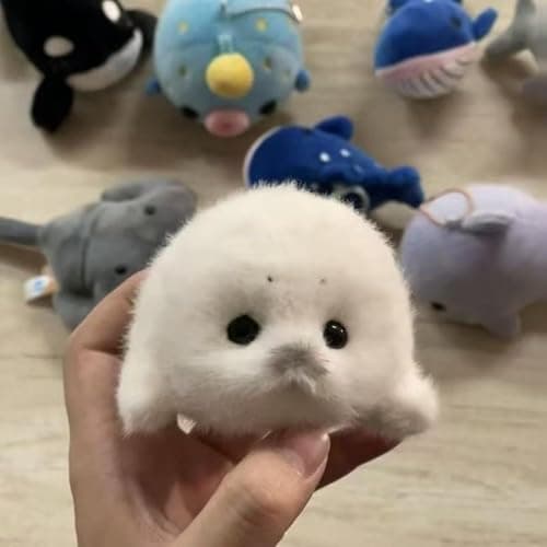Plush Seal Baby Keychain Cute Ocean Animal Key Chain Kawaii Soft Keyring for Women Men Backpack Bag thumbnail 4
