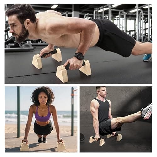 Wood Parallettes Bars for Home Workout, Push Up Bars & Dip Stands, Wooden Calisthenics Equipment Handstand Blocks for Strength Training, Rehabilitation & Gymnastics thumbnail 3
