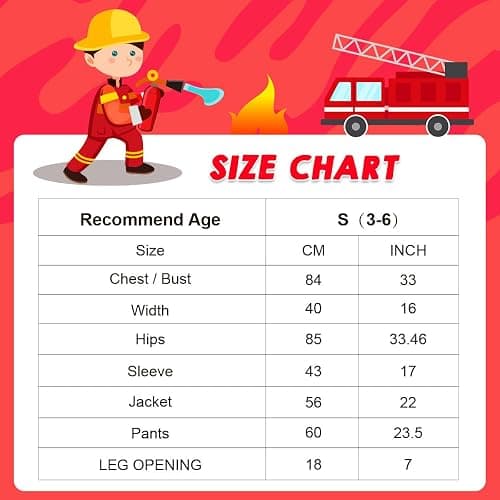 LOYO Kids Role Play World Book Day Costumes, Red Fireman Costume with Firefighter Outfit Toys Accessories for 3 to 6 Year Old Children thumbnail 7