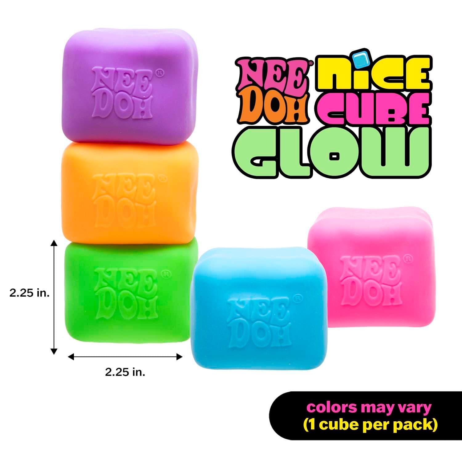 NeeDoh Nice Cube Glow - Soft & Squishy Glow-in-The-Dark Stress Toy, Stretchy Fidget for Sensory Play, Fun for Kids & Adults, Portable Stress Relief, Assorted Colours thumbnail 5