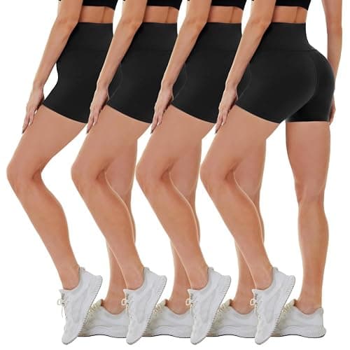 CAMPSNAIL 4 Pack Biker Shorts for Women High Waist - 5"/8" Tummy Control Soft Athletic Yoga Workout Running Gym Shorts - Image 1