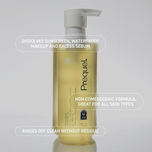 Prequel Skin Pre-Gleanse Oil Cleanser for Face. Double Cleansing Oil Skincare for Women with Cica and more. Non-Comedogenic Makeup Remover. Unscented Gentle Formula For All Skin Types. 13.5oz thumbnail 5