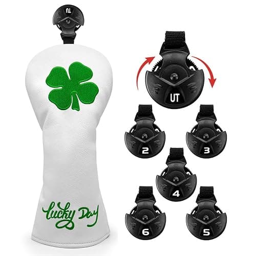 Montela Golf Club Covers Lucky Clover Golf Driver Covers Fairway Wood Head Cover Hybrid Headcover Leather 3 Wood Headcovers Golf Head Covers for Scotty Cameron Taylormade Titleist Odyssey thumbnail 3