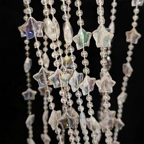ave split Beaded Curtain Doorways Star Acrylic Hanging Door Beads String Curtains Tassel Room Divider Screen Decor for Doorway Window Living Room Wedding 049Star (Shiny Transparent Stars) thumbnail 3
