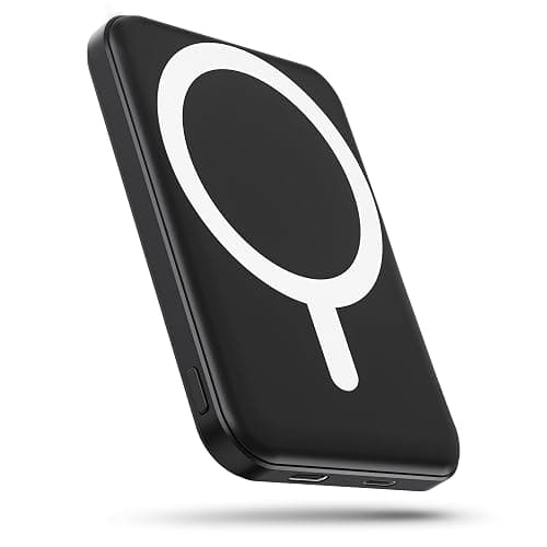 podoru for Magsafe Battery Pack, 5000mAh Magnetic Power Bank with Type-C Cable 20W PD Fast Charging Lighting Input Wireless Portable Charger for iPhone 17/16/15/14/13/12/ All Series-Black - Image 1