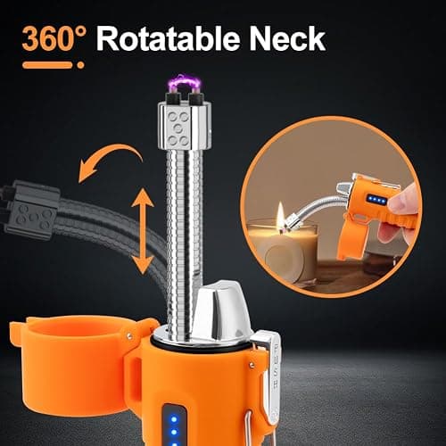 LcFun Electric Lighters Rechargeable Lighters Flexible Neck Dual Arc Electronic Lighter USB C Lighter with LED Battery Indicator and Flashlight for Candle, Camping, Hiking, Outdoor Adventure thumbnail 3