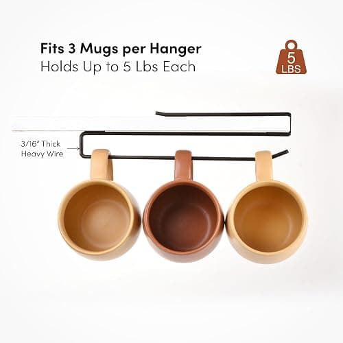xympo Coffee Mug Hanger for Cabinet, Clip-On Shelf, for Cups, Utensil, Tumbler Lid, Screwless Install (Pack of 2), Fits Shelves up to 3/4" thumbnail 4