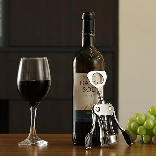 KORCCI Wine Opener, Heavy-Duty Zinc Alloy Wing Corkscrew, Premium Beer Bottle Opener, Multifunctional Wine Accessories with Ergonomic Handle and Sharp Screw, for Kitchen, Bar, Restaurant, Bartenders thumbnail 2