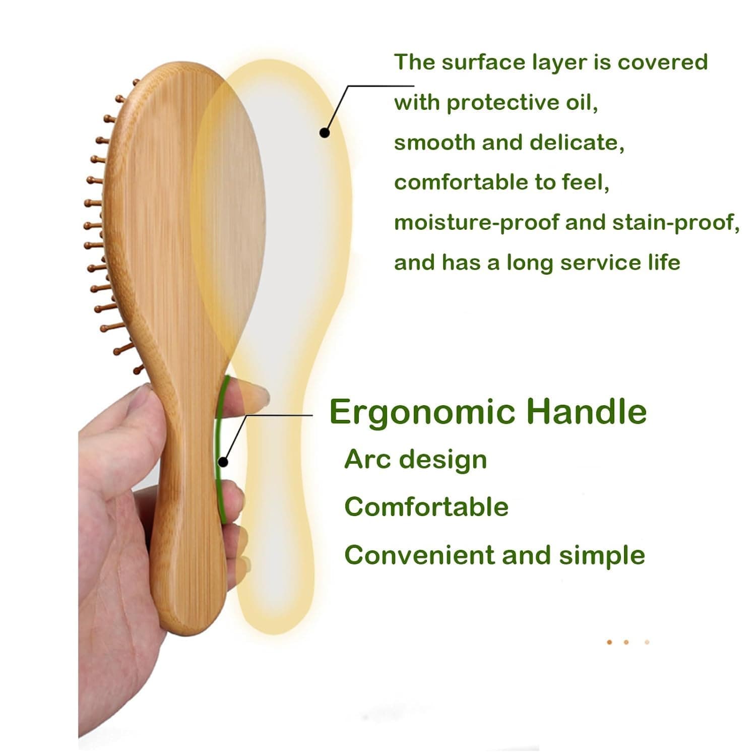Bamboo hair brush for women stimulating hair growth, made of natural bamboo combs for scalp massager growth, suitable fors all hairs types, comb fors Women, Men and Kids thumbnail 5