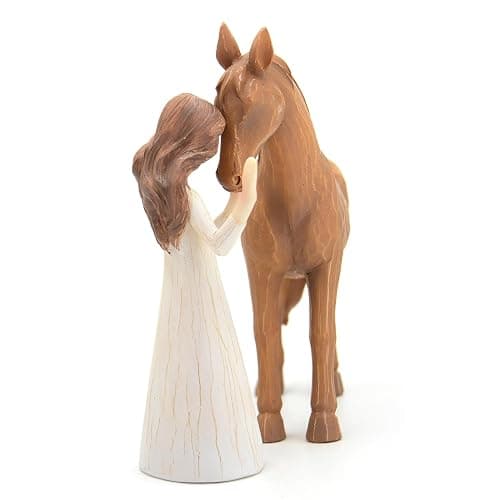 Vofstand Horse Gifts for Girls Women - Girl Embraces Horses Figurine Gifts for Horse Lovers Women Sculpted Hand-Painted Resin Decor Cowgirl Equestrian Gifts Stuff thumbnail 4