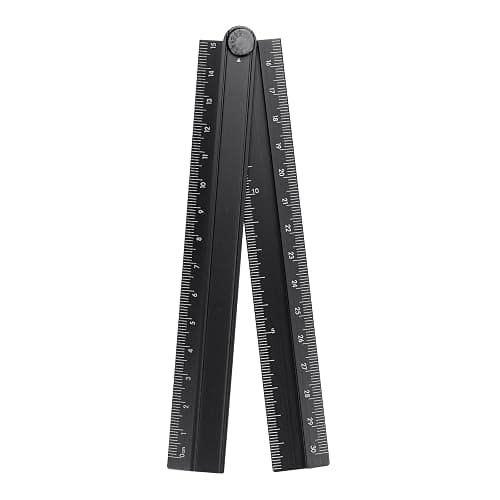 HARFINGTON Folding Straight Ruler 30cm Metric Aluminum Alloy Protractor Foldable Angle Ruler Geometric Measuring Tool with Angle Line for Architects Artists Designers Classroom Office, Black - Image 1