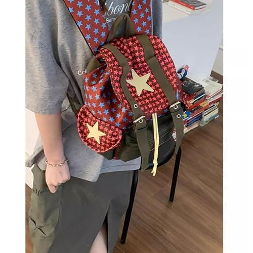 NCDUANSAN Dopamine retro backpack, suitable outdoor hiking, leisure commuting, fashion sports cycling lightweight design cute (green) thumbnail 3
