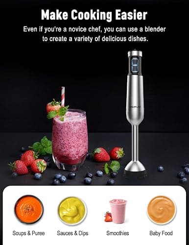 1000W Powerful Immersion Blender handheld, 2025 New Update Hand Blender with 25-Speed, Scratch-Resistant Corded Hand Mixer with Heavy-Duty Copper Brushless Motor and Gift Box thumbnail 5