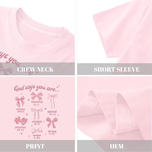 KEEVICI Cute Girls Bow God Shirt Christian Graphic Tees Jesus Shirts for Kids Bible Verse Inspirational Religious T Shirts thumbnail 6