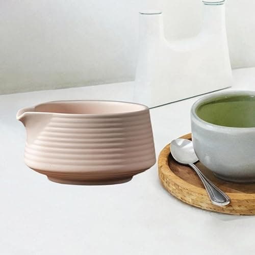 Yajuyi Japanese Matcha Bowl Handmade Matcha Ceremony Matcha Cup with Spout for Restaurant, Pink thumbnail 5
