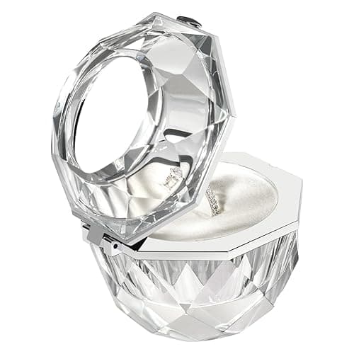 Wislist Crystal Ring Box for Proposal Diamond Ring Jewelry Velvet Holder Chest Organizer Earrings Jewelry Presentation Box for Proposal Engagement Wedding Ceremony Birthday Gift thumbnail 7
