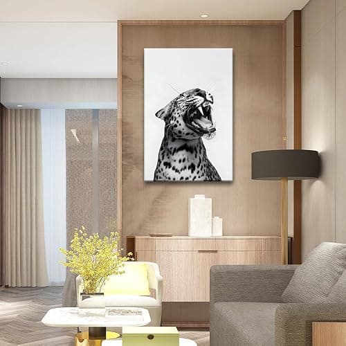 Lustiges Tierposter, schwarz-weißer Leoparden-Wandkunst, Vintage-Geparden-Dekor, trendiger Druck, Leinwand, eklektische Tierwelt, ästhetische Drucke für Wohnzimmer, Schlafzimmer, Badezimmer, Poster, thumbnail 6