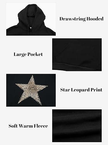Baonmy Oversized Hoodies Women Star Leopard Print Hooded Preppy Fleece Sweatshirt Long Sleeve Y2K Graphic Hoodie with Pockets thumbnail 5