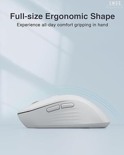 SOLAKAKA SM66 White Silent Dual Mode 2.4GHz Wireless Mouse, Adjustable 4800 DPI, Rechargeable Computer Mouse for PC, Mac, Laptop, Desktop - white thumbnail 6