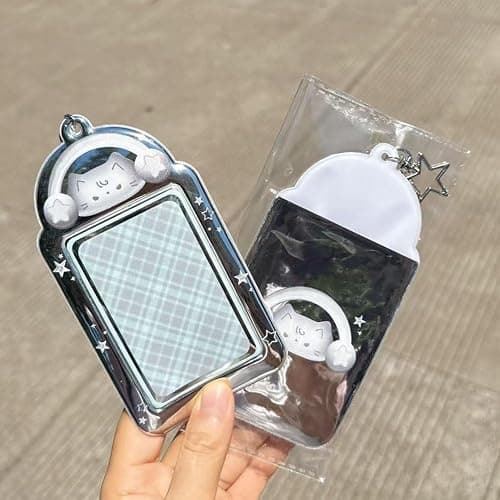 Brxmpn Porte-photocartes, Cadre Transparent avec Porte-clés, Porte-photocartes Chat/Lapin Mignon pour Cartes De Transport, Protection Photo thumbnail 3