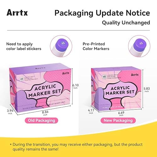 Arrtx Paint Markers Paint Pens 60 Colors, Acrylic Pens for Artists Adults Coloring Drawing Cartoon Anime Comic - Brush Tip for Rock, Wood, Canvas, DIY Crafts Making Art Supplies thumbnail 3