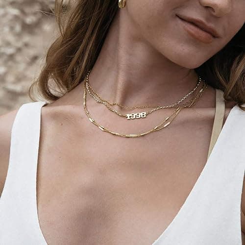 Ovian Birth Year Number Necklace for Women 18K Gold Plated Stainless Steel Birthday Pendant Necklace Memorable Anniversary Jewelry thumbnail 3