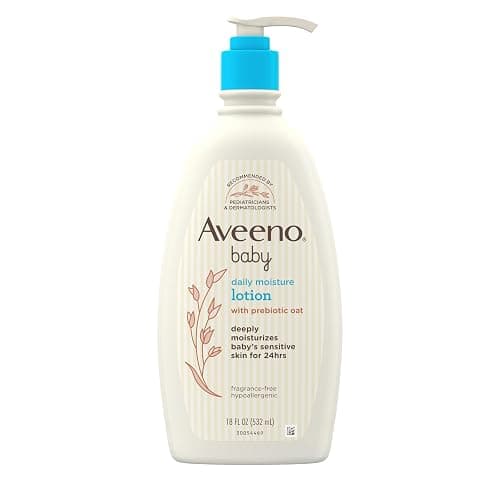 Aveeno Baby Daily Moisture Body Lotion for Sensitive Skin, Hypoallergenic Moisturizing Baby Lotion with Nourishing Oatmeal to Deeply Moisturize Baby's Skin, Fragrance-Free, 18 fl. oz - Image 1